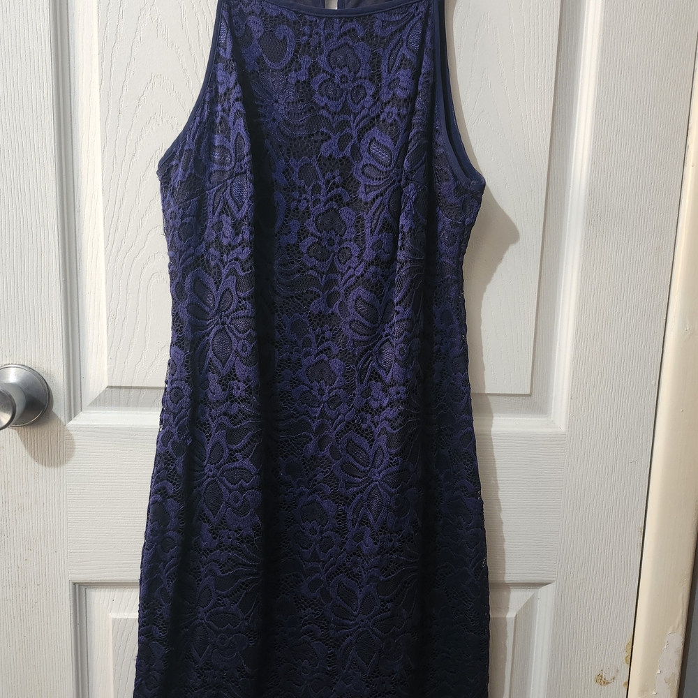 Elegant Navy Blue Lace Dress